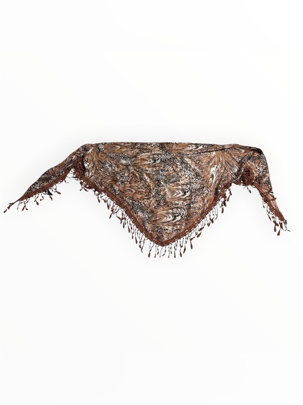 New Chico's Brown & Black Animal Print Fringe Wrap Scarf